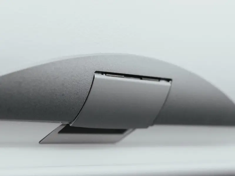 Grey moulded cabin cover with a hinged flap