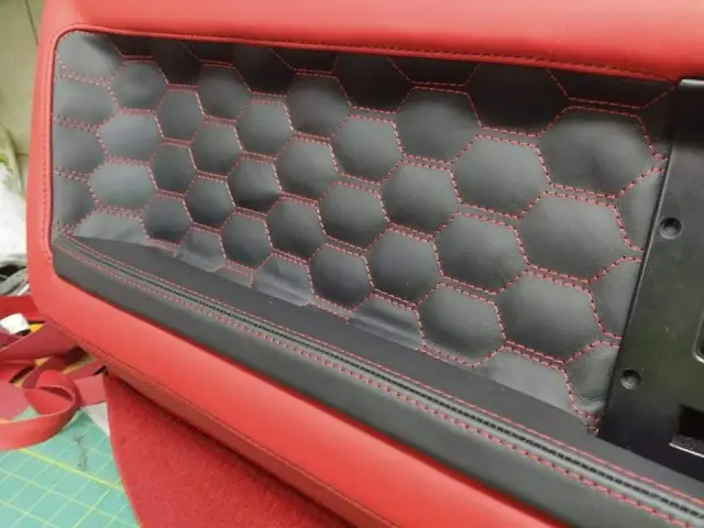 Hexagon-stitched leather panel