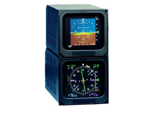 Two stacked electronic flight instrument displays