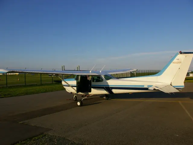 Cessna 172RG Cutlass RG II on the ramp at sunset