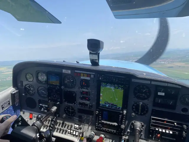 View over the panel in flight