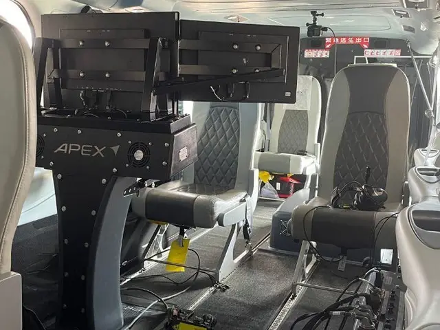 GOSHAWK cabin with the operator workstation and seats on the seat rails