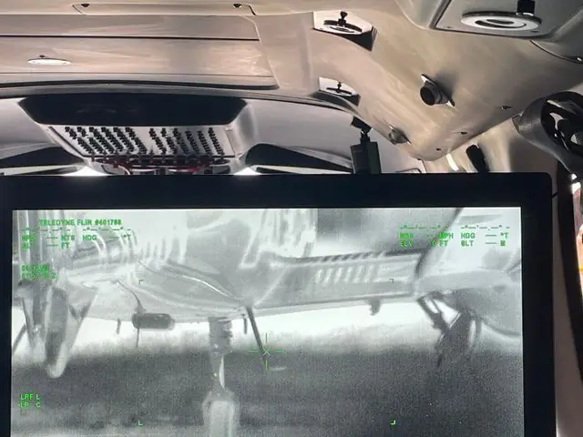 Thermal EO/IR picture on a mission display inside the aircraft cabin