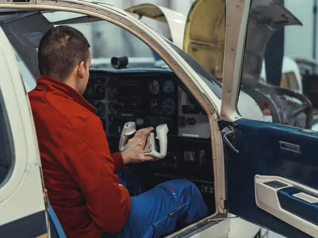 Technician working on the instrument panel from the open cabin door