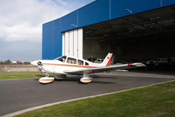 Piper PA-28-181 outside the hangar after the Garmin upgrade