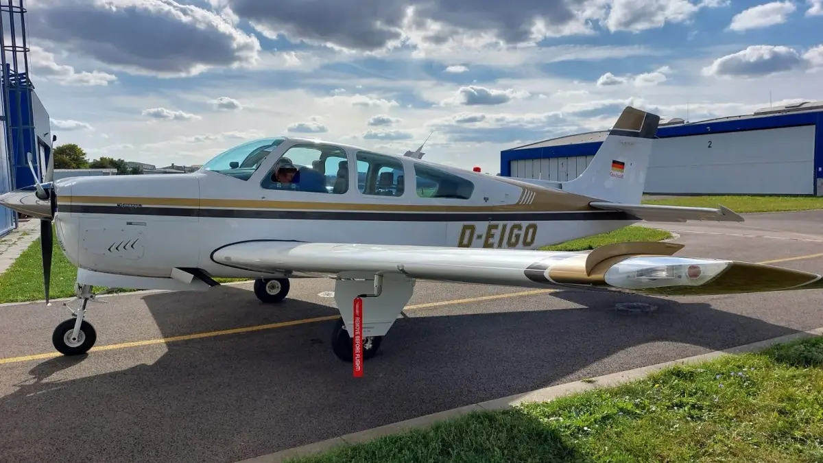 Beechcraft F33A Bonanza on the ramp at Kunovice