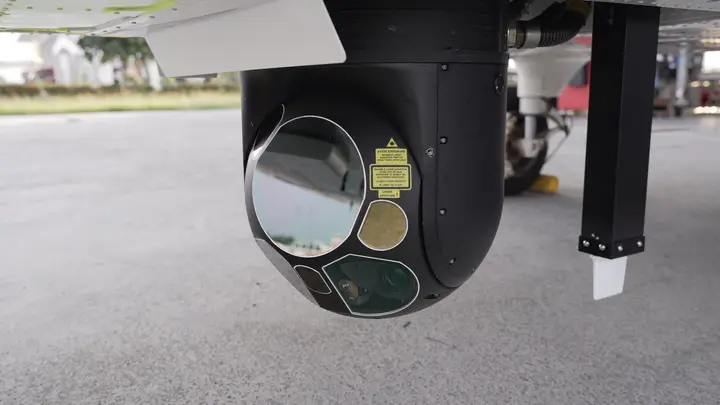 Gyro-stabilised EO/IR turret mounted under the fuselage of a special-mission aircraft