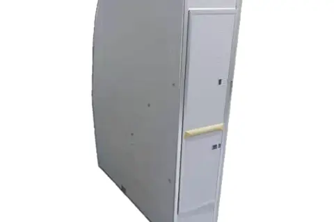 White cabin wardrobe unit with a handle