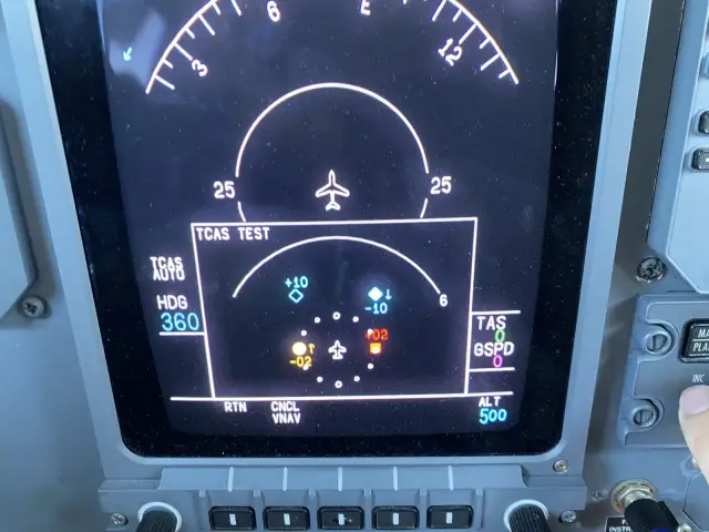Traffic display during the system test